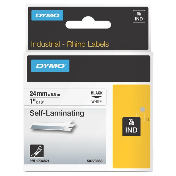 Dymo S0773860 / 1734821 IND Rhino taśma samolaminująca, nadruk czarny na białym 24 mm, oryginalna 1734821 088730 - 1