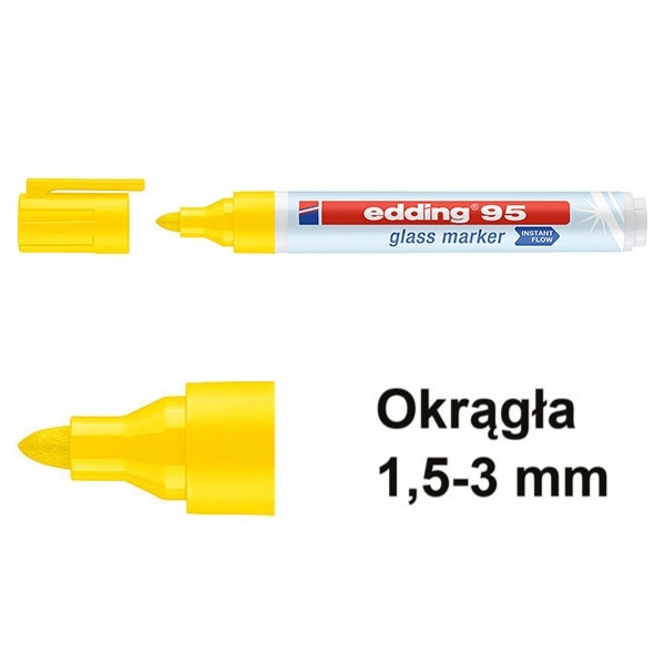 Marker do szkła Edding 95 żółty (okrągły 1,5 - 3 mm) 240586 - 1
