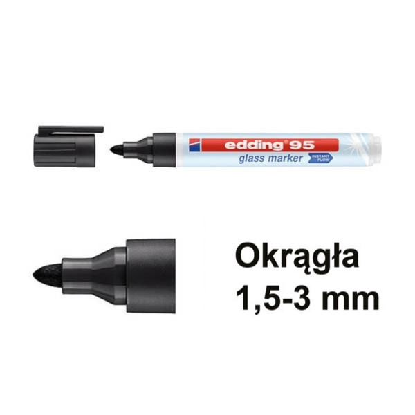 Marker do szkła Edding 95 czarny (okrągły 1,5 - 3 mm) 240585 - 1