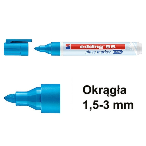 Marker do szkła Edding 95 jasnoniebieski (okrągły 1,5 - 3 mm) 240589 - 1