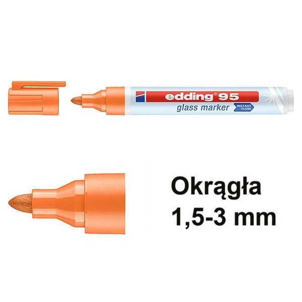 Marker do szkła Edding 95 pomarańczowy (okrągły 1,5 - 3 mm) 240587 - 1