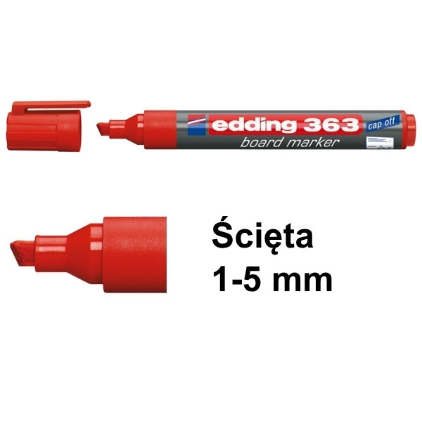 Marker do tablic suchościeralnych Edding 363 czerwony (ścięty 1 - 5 mm) 200648 - 1