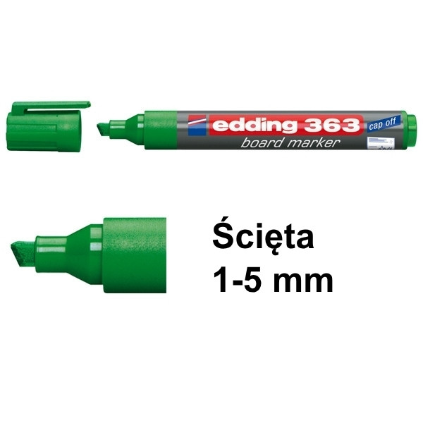 Marker do tablic suchościeralnych Edding 363 zielony (ścięty 1 - 5 mm) 200652 - 1
