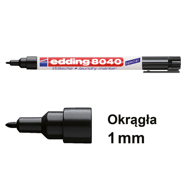 Marker do ubrań Edding 8040 czarny (okrągły 1 mm) 239242 - 1