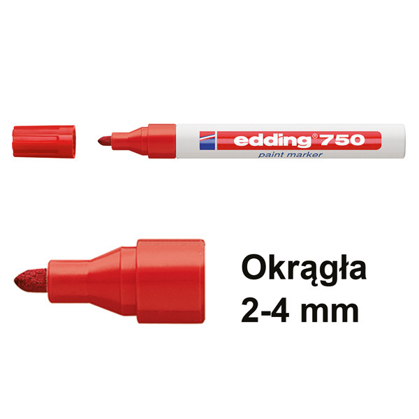 Edding Marker olejowy błyszczący Edding 750 czerwony  (okrągły 2 - 4 mm) 4-750002 200570 - 1