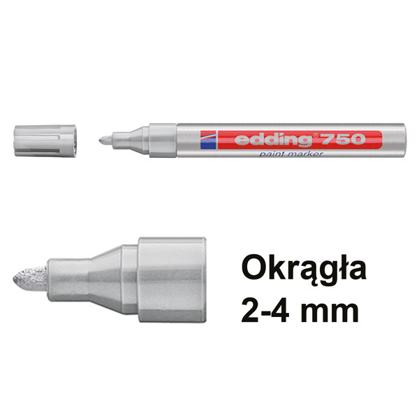 Edding Marker olejowy błyszczący Edding 750 srebrny (okrągły 2 - 4 mm) 4-750054 200592 - 1