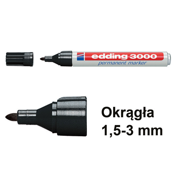 Edding Marker permanentny Edding 3000 czarny (okrągły 1,5 - 3 mm) 4-3000001 200500 - 1