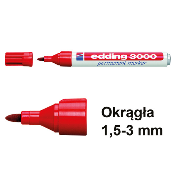 Edding Marker permanentny Edding 3000 czerwony (okrągły 1,5 - 3 mm) 4-3000002 200502 - 1