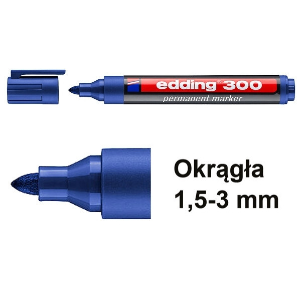 Marker permanentny Edding 300 niebieski (okrągły 1,5 - 3 mm) 246317 - 1