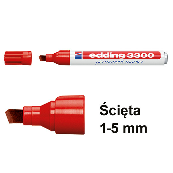 Edding Marker permanentny Edding 3300 czerwony (ścięta 1–5 mm) 4-3300002 200815 - 1