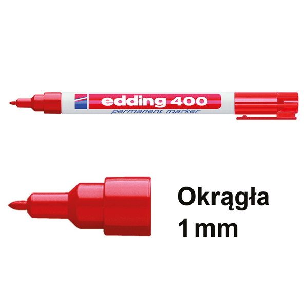 Edding Marker permanentny Edding 400 czerwony (okrągły 1 mm) 4-400002 200526 - 1
