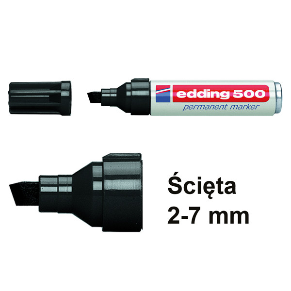 Edding Marker permanentny Edding 500 czarny (ścięta 2–7 mm) 4-500001 200516 - 1
