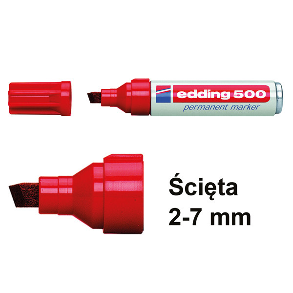 Edding Marker permanentny Edding 500 czerwony (ścięta 2–7 mm) 4-500002 200518 - 1