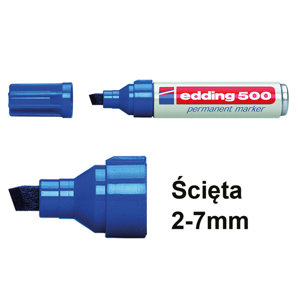 Edding Marker permanentny Edding 500 niebieski (ścięta 2–7 mm) 4-500003 200520 - 1