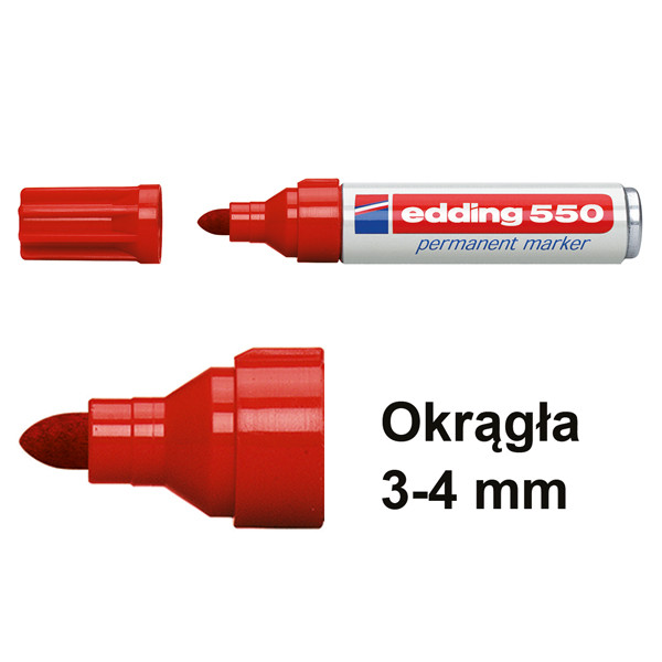 Edding Marker permanentny Edding 550 czerwony (okrągły 3-4 mm) 4-550002 200832 - 1