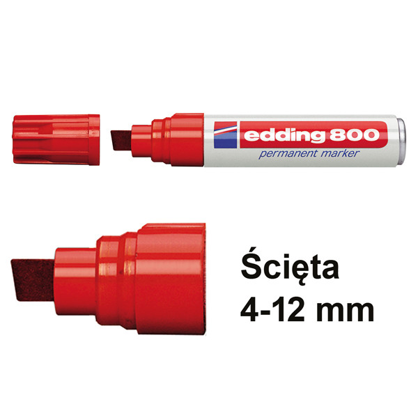 Edding Marker permanentny Edding 800 czerwony (ścięty 4–12 mm) 4-800002 200510 - 1