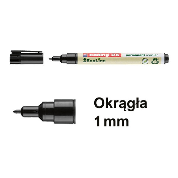Marker permanentny Edding EcoLine 25 czarny (okrągły 1 mm) 240338 - 1