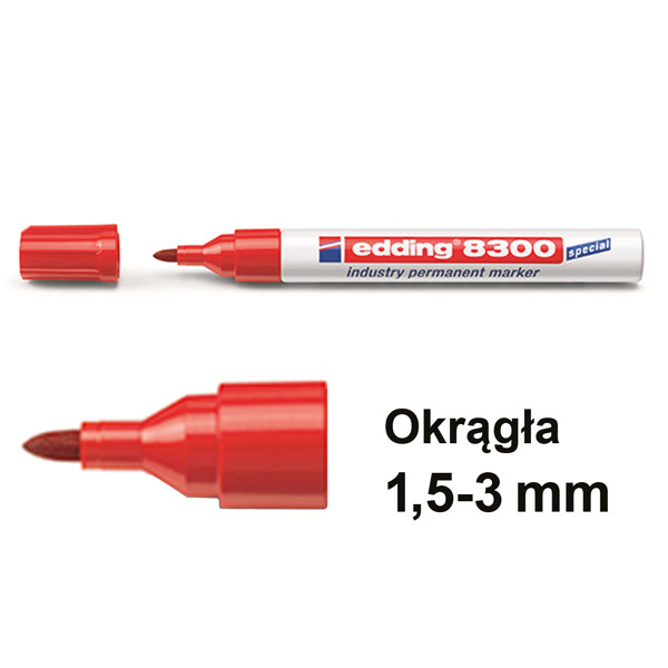 Marker przemysłowy Edding 8300 czerwony (okrągły 1,5 - 3 mm) 239309 - 1
