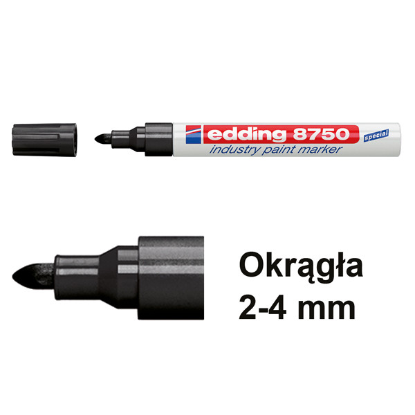 Edding Marker przemysłowy Edding 8750 czarny (okrągły 2 - 4 mm) 4-8750001 200770 - 1