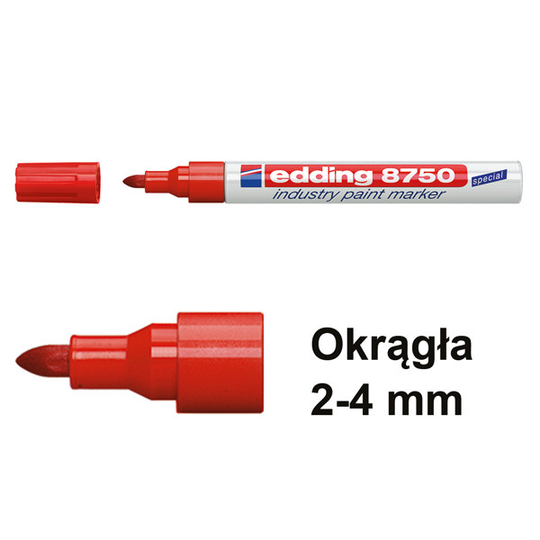 Edding Marker przemysłowy Edding 8750 czerwony (okrągły 2 - 4 mm) 4-8750002 200772 - 1