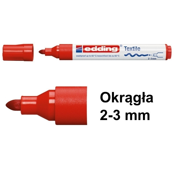 Marker tekstylny Edding 4500 czerwony (okrągły 2-3 mm) 200720 - 1
