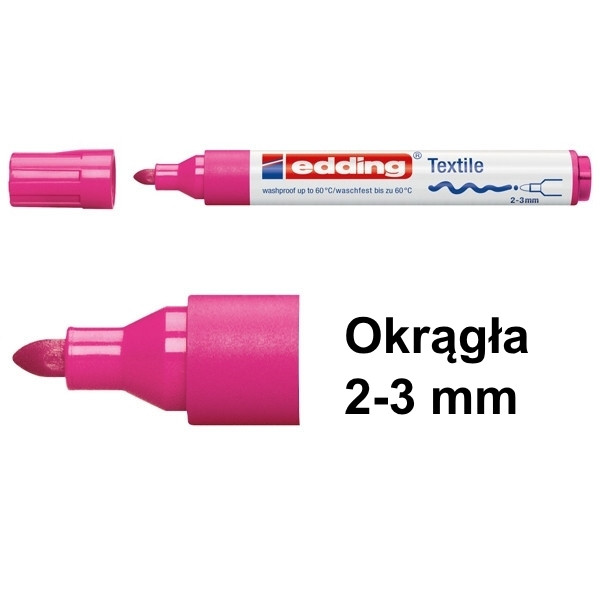 Marker tekstylny Edding 4500 neonowy różowy (okrągły 2-3 mm) 200748 - 1