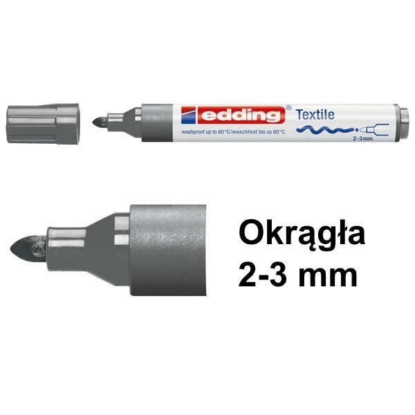 Marker tekstylny Edding 4500 szary (okrągły 2-3 mm) 200740 - 1