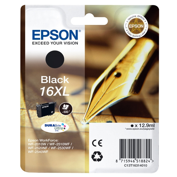 Epson 16XL (T1631) tusz czarny, zwiększona pojemność, oryginalny C13T16314010 C13T16314012 026530 - 1