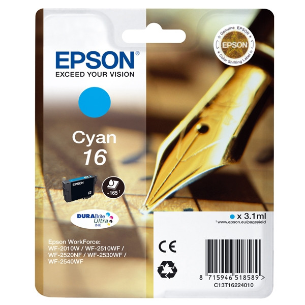 Epson 16 (T1622) tusz niebieski, oryginalny C13T16224010 C13T16224012 026522 - 1