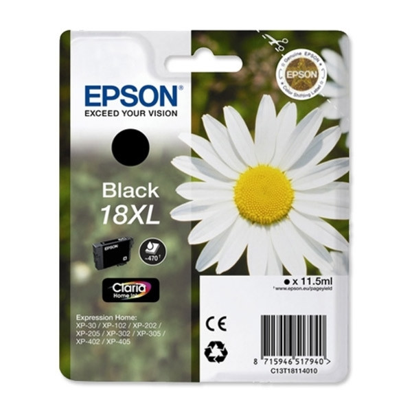 Epson 18XL (T1811) tusz czarny, zwiększona pojemność, oryginalny C13T18114010 C13T18114012 026478 - 1