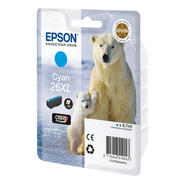 Epson 26XL (T2632) tusz niebieski, zwiększona pojemność, oryginalny C13T26324010 C13T26324012 026512 - 1