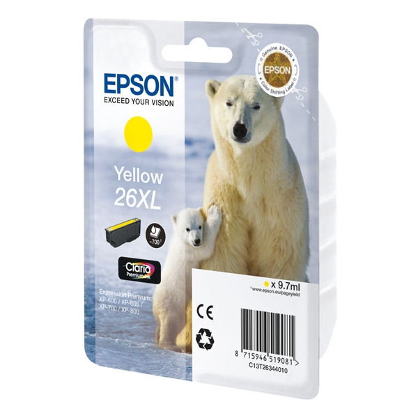 Epson 26XL (T2634) tusz żółty, zwiększona pojemność, oryginalny C13T26344010 C13T26344012 026516 - 1