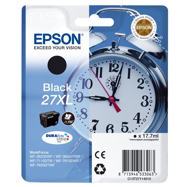 Epson 27XL (T2711) tusz czarny, zwiększona pojemność, oryginalny C13T27114010 C13T27114012 026616 - 1