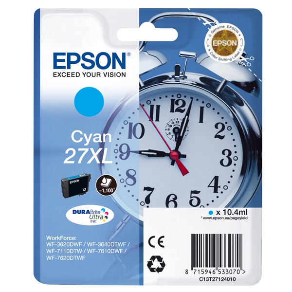 Epson 27XL (T2712) tusz niebieski, zwiększona pojemność, oryginalny C13T27124010 C13T27124012 026618 - 1