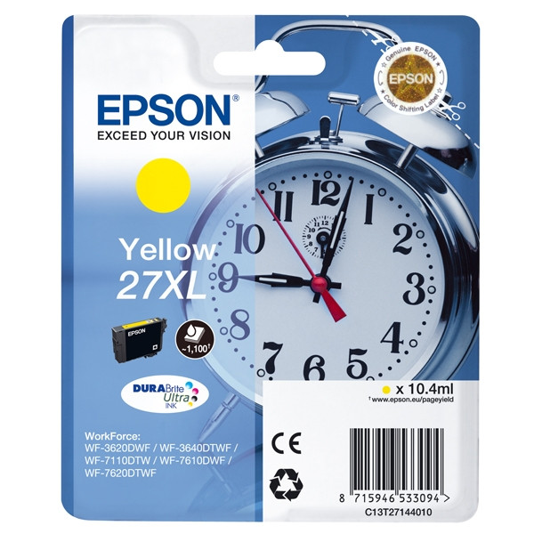 Epson 27XL (T2714) tusz żółty, zwiększona pojemność, oryginalny C13T27144010 C13T27144012 026622 - 1