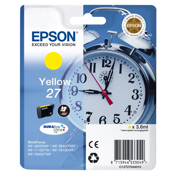 Epson 27 (T2704) tusz żółty, oryginalny C13T27044010 C13T27044012 026632 - 1