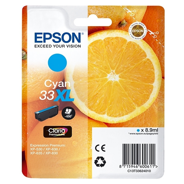 Epson 33XL (T3362) tusz niebieski, zwiększona pojemność, oryginalny C13T33624010 C13T33624012 026858 - 1