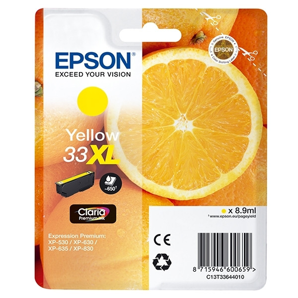 Epson 33XL (T3364) tusz żółty, zwiększona pojemność, oryginalny C13T33644010 C13T33644012 026866 - 1