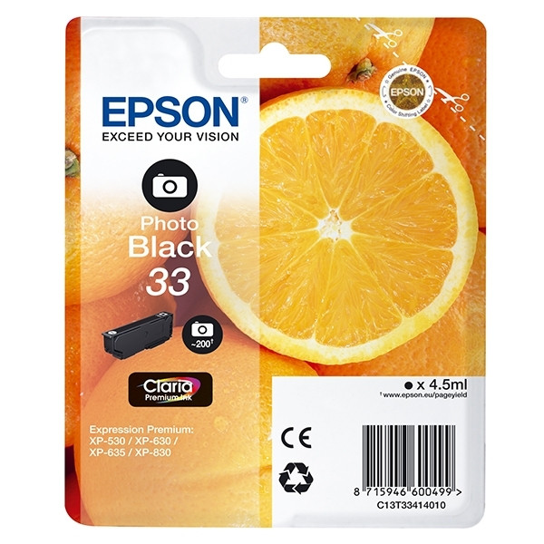 Epson 33 (T3341) tusz foto czarny, oryginalny C13T33414010 C13T33414012 026852 - 1