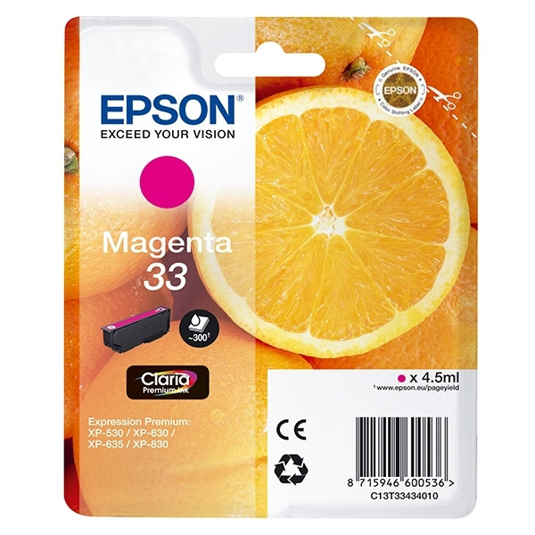 Epson 33 (T3343) tusz czerwony, oryginalny C13T33434010 C13T33434012 026860 - 1