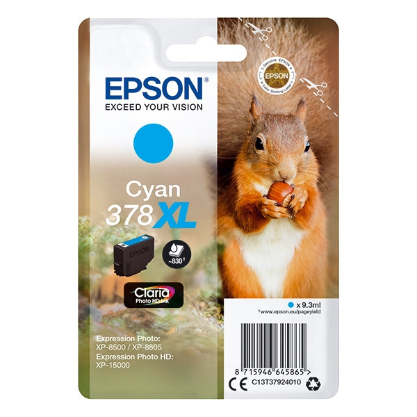 Epson 378XL tusz niebieski, zwiększona pojemność, oryginalny C13T37924010 027112 - 1