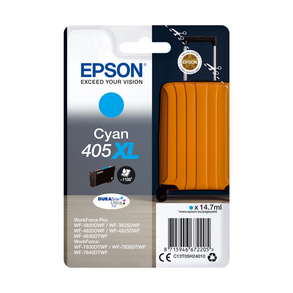 Epson 405XL tusz niebieski, zwiększona pojemność, oryginalny C13T05H24010 C13T05H24020 083548 - 1