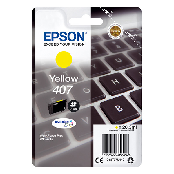 Epson 407 tusz żólty (C13T07U440), oryginalny C13T07U440 083562 - 1