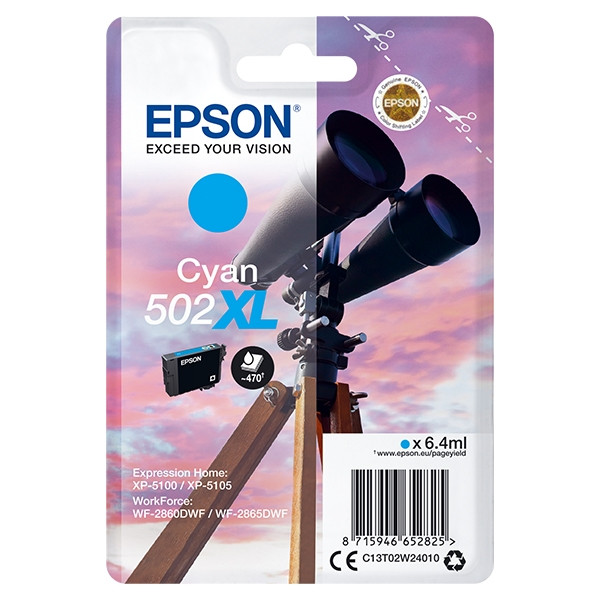 Epson 502XL (C13T02W24010) tusz niebieski, zwiększona pojemność, oryginalny C13T02W24010 C13T02W24020 024110 - 1