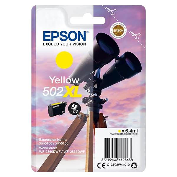 Epson 502XL (C13T02W44010) tusz żółty, zwiększona pojemność, oryginalny C13T02W44010 C13T02W44020 024114 - 1