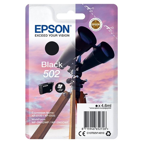 Epson 502 (C13T02V14010) tusz czarny, oryginalny C13T02V14010 C13T02V14020 024100 - 1