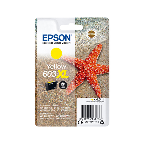 Epson 603XL tusz żółty, zwiększona pojemność, oryginalny C13T03A44010 C13T03A44020 020682 - 1