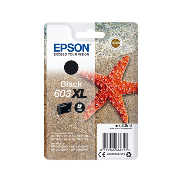 Epson 603XL tusz czarny, zwiększona pojemność, oryginalny C13T03A14010 C13T03A14020 020676 - 1