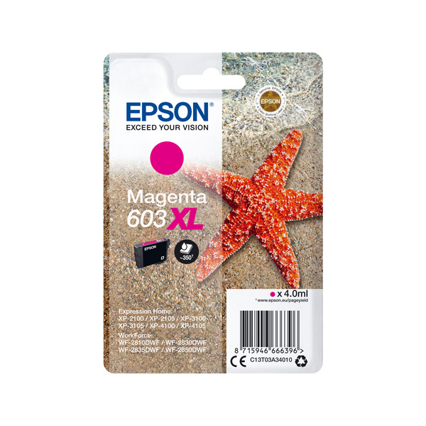 Epson 603XL tusz czerwony, zwiększona pojemność, oryginalny C13T03A34010 C13T03A34020 020680 - 1