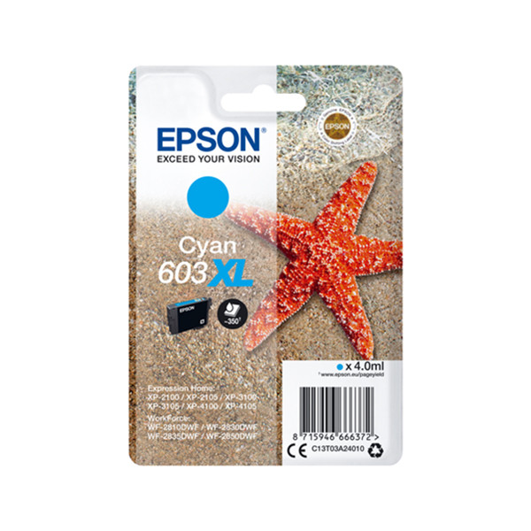 Epson 603XL tusz niebieski, zwiększona pojemność, oryginalny C13T03A24010 C13T03A24020 020678 - 1